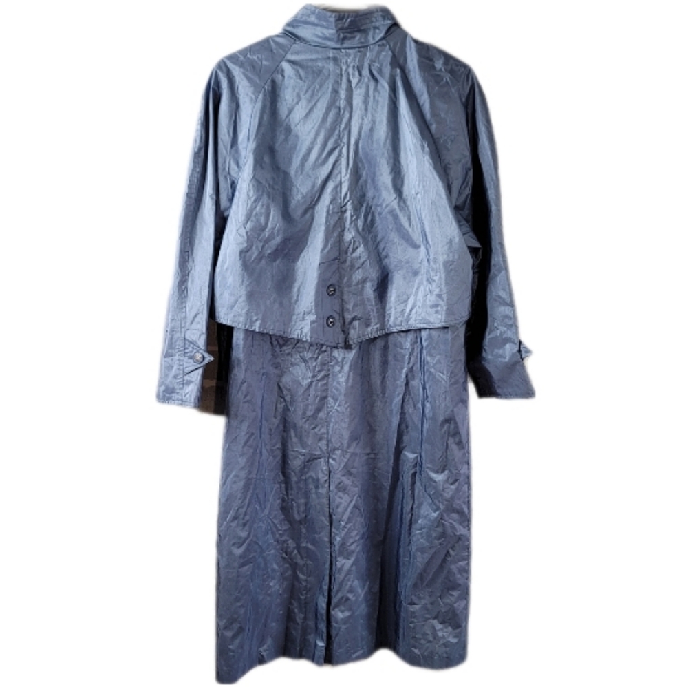 British Mist Full Length Light Blue Vintage Spring Rain Trench Coat Women's 3/4 - Picture 2 of 16